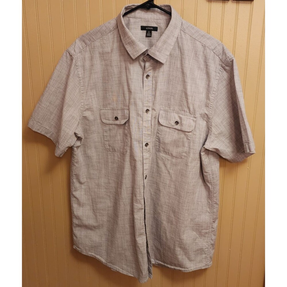 Nautica Short Sleeve Button Down Gray Chambray Men Casual Shirt Size XL